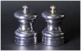 A Silver Cased Pair of Fine Peter Piper Peppermill and Super Saltmill. Hallmark Birmingham 1990.