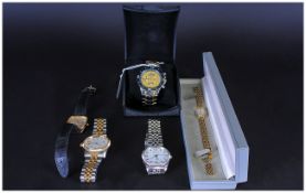 5 Quartz Fashion Watches To Include Geneva, Timex, Rotary Etc.