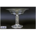 A German - Hand Crafted Early 20th Century, Very Fine Silver Tazza / Pedestal Bowl, with Trellis /