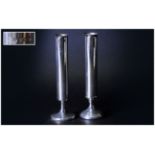 A Modern Pair of Single Silver Rose Bud Vases, of Plain Form. Hallmark Birmingham 1971. Each