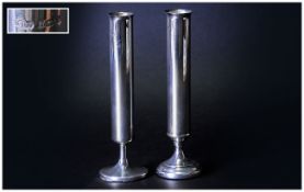 A Modern Pair of Single Silver Rose Bud Vases, of Plain Form. Hallmark Birmingham 1971. Each