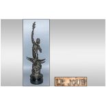 French Late 19th Century Liberty Spelter Figure in the form of a man with eagle below & holding a