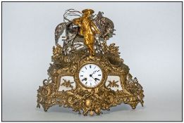 Henri Marc Of Paris French Second Empire Figural Gilt Bronze Mantel Clock, with a Movement by Japy
