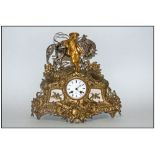 Henri Marc Of Paris French Second Empire Figural Gilt Bronze Mantel Clock, with a Movement by Japy