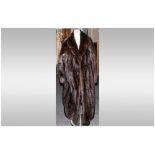 Male Dark Ranch Mink Three Quarter Length Coat, fully lined. Collar with revers. hook & loop