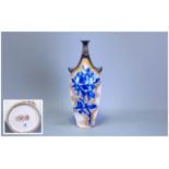 Doulton Art Nouveau Bottle Shaped ' Blue Iris ' Tall Vase. c.1890's. Height 11.25 Inches.