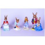 Royal Doulton Four Bunnykins, 1. Happy Birthday Bunnykin, 2. Mothers Day Bunnykin, 3. Father, Mother