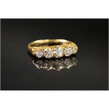 18ct Gold Diamond Ring, Set With 5 Graduating Old Cut Diamonds, Stamped 18ct (Rubbed), Ring Size