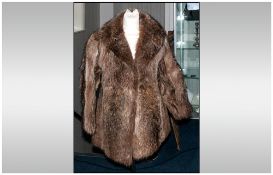 Ladies Fox Fur Jacket, fully lined. slit pockets, hook & loop fastening. Approximate size 12.