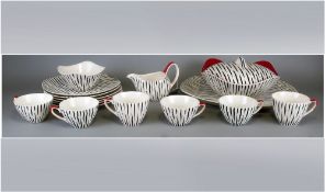 Zambesi Pattern By Jessie Tait circa 1956, an unusual combination of 6 hostess 8'' plates & cups,