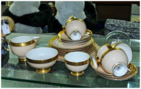 Paragon Gold Coloured Part Teaset. Together with a glass paperweight and framed shipping interest