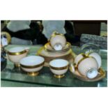 Paragon Gold Coloured Part Teaset. Together with a glass paperweight and framed shipping interest