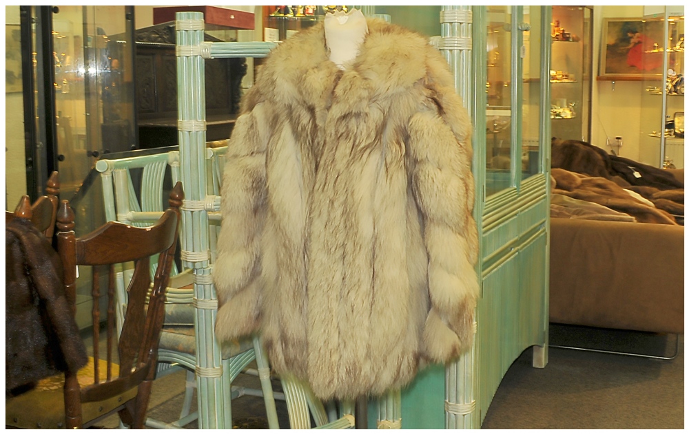 Ladies Blue Fox Jacket, Fully lined, Collar with revers, discreet suede strips between pelts. Hook & - Image 3 of 5
