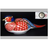 Royal Crown Derby Paperweight ' Pheasant ' Issued 1983-1998. Gold Stopper, Date 1988. 1st Quality