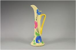 A. Woods Hand Painted 1930's and Styalished Pansy Jug. Stands 13 Inches HIgh.