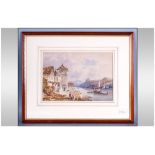 Attributed To William Alfred Delamotte 1775-1863 Continental river scene. Watercolour. 9x13.5''