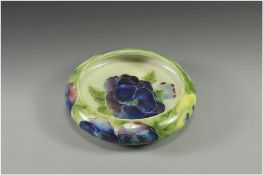 Macintyre William Moorcroft Signed and Dated, Small Inverted Bowl  ' Pansy ' Design. Date 1913,