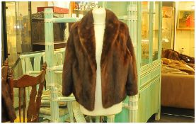 Ladies Dark Brown Mink Short Jacket, Fully lined with interior pocket.