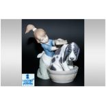Lladro Figure ' Bashful Bather ' Model No.5455. Issued 1988, Height 5 Inches. Excellent Condition.