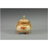 Hadley's - Faience Worcester Lidded Pot Pourri with Floral Decoration, to Cover and Sides. Hadley