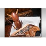 Danish Wooden Viking Figure together with various Wooden Items including Spanish tourist figures,