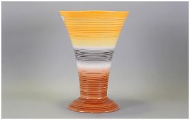 Wedgwood & Co Art Deco Trumpet Vase, on a circular, stepped base, the design of concentric rings