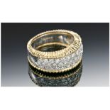 18ct Gold Diamond Cluster Ring, 43 Pave Set Round Modern Brilliant Cut Diamonds Set In White Gold