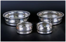 A Pair of Silver Plated Wine Coasters. Each 6 Inches Diameter + a Further Smaller Pair of Silver