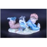 Lladro Figure ' Study Buddies ' Model Num.5451. Issued 1988. Height 4 Inches.