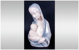 Katzhutte Porcelain Madonna and Child Bust. Printed Marks to Base. Stands 9.5 Inches High.