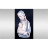 Katzhutte Porcelain Madonna and Child Bust. Printed Marks to Base. Stands 9.5 Inches High.