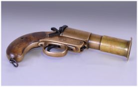 Webley & Scott Ltd London And Birmingham Flare Gun Numbered 135054, Brass Barrel, Steel Hammer And