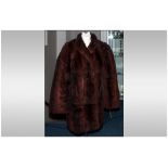 Three Quarter Length Dark Brown Faux Fur Coat, Fully lined.