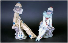 Nao by Lladro Figures ( 2 ) In Total. Heights 8 and 6.75 Inches. Excellent Condition.