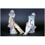 Nao by Lladro Figures ( 2 ) In Total. Heights 8 and 6.75 Inches. Excellent Condition.