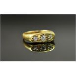 18ct Gold - Gents Gypsy Set Three Stone Diamond Ring, The Diamonds of Good Colour and Clarity.