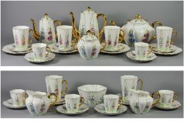 Shelley - Hand Painted ( 37 ) Piece Tea and Part Coffee Service. Floral Decoration, with Gold