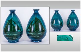 Forrester's Pair Of Ovoid Shaped Fine Lustre Vases, hand decorated with impasto Images of Yachts
