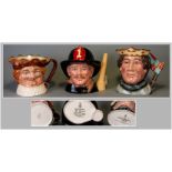 Royal Doulton Character Jugs, 3 in total. 1. Old King Cole Brown Crown, 6'' in height, 2. 'The