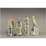 Lladro Style Set of 4 Clown Figures by Casades. Heights 10.5, 10.25, 10.75 & 9.5 Inches. All Figures