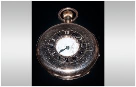 A 9ct Gold Cased Demi - Hunter Top Wind Pocket Watch. Hallmark London 1920. 98.1 grams. Excellent