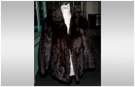 Ladies Dark Brown Mink Jacket, fully lined. Collar with revers. hook & loop fastening. slit pockets.