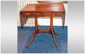 Reproduction Mahogany Sofa Table with a cross banded edge, 2 drawers to the centre, supported  by