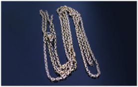 Antique Silver 60 Inch Guard Chain, Not Marked, but Tests Silver.