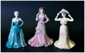 Three Coalport Figures comprising Cinderella Ball, Beau Monde, Sylvia and Debutantes, 6 inches in