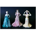 Three Coalport Figures comprising Cinderella Ball, Beau Monde, Sylvia and Debutantes, 6 inches in