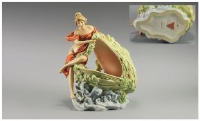 Royal Dux Impressive Maiden Shell Figural Centrepiece. c.1900. Pink Triangle to Base. Height 10.5