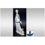 Lladro Figure ' Girl and Goose and Dog ' Model No.4866. Issued 1974-1993. Height 10.5 Inches,