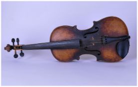 Cased Violin 'Stradivarius Copy'. Probably French.