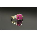 Ladies 9ct Gold Set Ruby & Diamond Dress Ring, Fully hallmarked. As new condition. Ideal request.